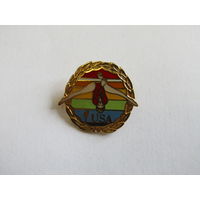 Значок. Знак. "26-й Чемпионат мира по спортивной гимнастике". "США". "Индиана". "Спорт". "Гимнастика". "Олимпиада". 1991. м
