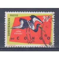 [1026] Конго 1963. Фауна.Птицы.Аист ябиру. Концовка серии.Гашеная марка.