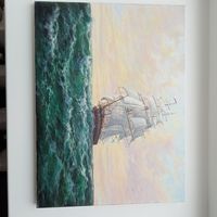 Картина парусник. Масло. Холст. 30на40.