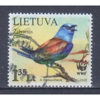 [861] Литва 2008. Фауна.Птицы.Сизоворонка. Гашеная марка.