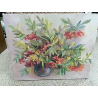 Живопись маслом на холсте, Рябина, торги с Рубля