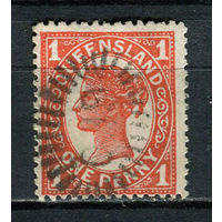 Австралийские штаты - Квинсленд - 1907/1910 - Королева Виктория 1Р - [Mi.115A] - 1 марка. Гашеная.  (Лот 13HM)-T2P5