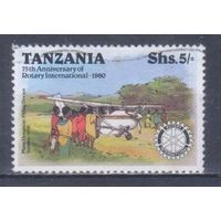 [2215] Танзания 1980. Авиация.Самолет. Гашеная марка.