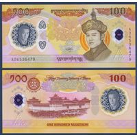 Бутан, 100 нгултрум 2025 г, P-W43 (A, полимер, памятная - 70-я годовщина со дня рождения короля Джигме Сингье Вангчука), UNC