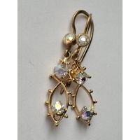 Серьги с кристаллами. Сияют. Позолота. СССР