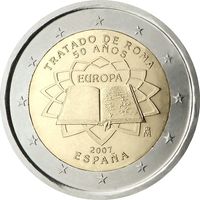 2 евро 2007 Испания 50 лет подписания Римского договора UNC из ролла