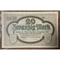 Банкнота 20 марок 1918 год. Кёнигсберг. Веймарская республика