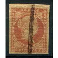 Испанская Вест Индия - 1856г. - королева Изабелла II, 2 R - 1 марка - гашёная [Mi 7]. #4-W2-158-A-1