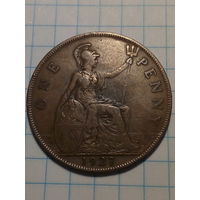 1 пенни Великобритания 1927 год.