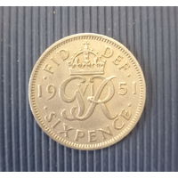 Великобритания 6 пенсов 1951 год король Георг VI