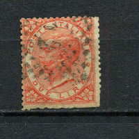 Королевство Италия - 1863 - Виктор Эммануил II 2L - [Mi.22] - 1 марка. Гашеная.  (Лот 25DX)-T2P24