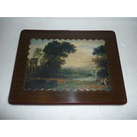 Миниатюрная репродукция картины Claude Lorrain в рамке. СССР