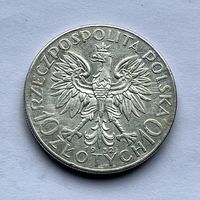 Монета СЕРЕБРО Польша 10 злотых 1932 год Ядвига (знак м.д) ОТЛИЧНЫЕ