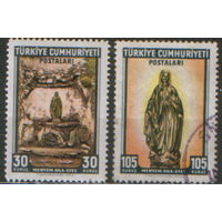 2 марки из серии 1962г. Турция "Туристические достопримечательности. Дом Девы Марии в Эфесе"