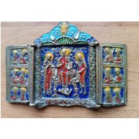 Складень "Деисус с приходящими". 10х5см. Лики позолоченные. староверы аргентина. торг