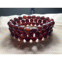 Браслет СССР трехрядный янтарь