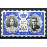 Монако - 1956г. - свадьба принца Ренье и Грейс Келли, 3 Fr - 1 марка - MNH [Mi 561]. #3-WB-91-A-1