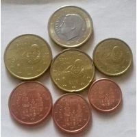 Набор евро монет Испания 2018 г. (1, 2, 5, 10, 20, 50 евроцентов, 1 евро)