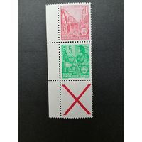 ГДР 1955 Сцепка вертикальная из марок стандарта "Пятилетка" (чистая**) Mi.SZ 2 455x+406х+Z каталог 9.00 евро