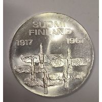 10 марок 1967 Финляндия серебро 24г 900 пр. 50 лет независимости
