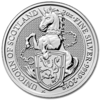 Великобритания 5 фунтов 2018 Звери Королевы Единорог 2 унции Серебро 999