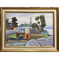 Рогалевич М.В "Белорусский пейзаж". Картон, масло. Размер с рамой 61х46,5 см.