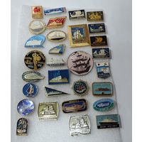 Значки "Корабли" СССР - 30 шт. Алюминий.