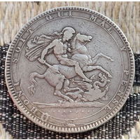 Великобритания 1 крона 1819 года, LIX. Георг III. Георгий Победоносец. Серебро 925. Сторгуй за свою цену, предложи обмен! S200