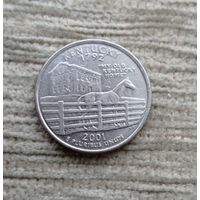 Werty71 США 1 квотер 25 центов 2001 Р Кентукки Конь Лошадь
