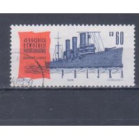 [2212] Польша 1962. Корабль.Крейсер Аврора. Одиночный выпуск. Гашеная марка.