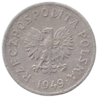 Республика Польша. 20 грошей 1949. Медно- никелевый сплав.