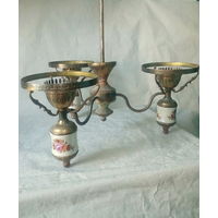 Люстра на 3 лампочки латунь фарфор Руслан и Людмила