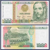 Перу, 1000 инти 1988 г, P-136b (президент Андрес Авелино Касерес), UNC