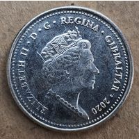 Гибралтар 10 пенсов 2020 г., отметка "AA" на реверсе,  UC# 15