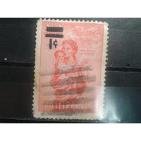 Филиппины, 1959. Вдова войны с ребенком, надпечатка