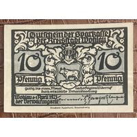 Нотгельд 10 пфеннигов 1921 год. Волау,. Веймарская республика