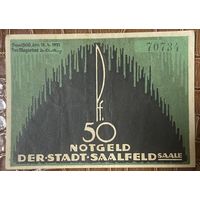 Нотгельд 50 пфеннигов 1921 год. Заальфельд. Веймарская республика