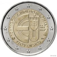 2 евро 2014 Словакия 10 лет вступлению в ЕС UNC из ролла