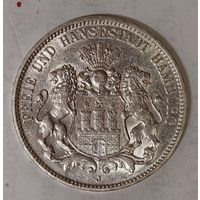 С рубля без мц! 3 марки 1908 Гамбург - нечастая земля! Серебро! С блеском!