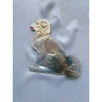 Старинный ёлочный картонаж.Собака.