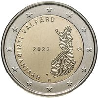 2 евро 2023 Финляндия Социальные и медицинские службы UNC из ролла