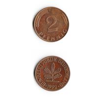 2 пфеннига Германия 1992 года(F)