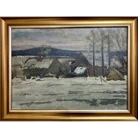 Рей И.П "Сельский мотив", 1970 г. Картон, масло. Размер 35х50 см.