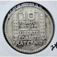 10 франков 1931 Франция Третья Республика! Серебро 10 грамм 680 пробы! ВОЗМОЖЕН ОБМЕН!