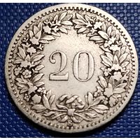 Швейцария 20 раппенов 1885 г.