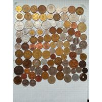 Монеты мира , 101 штука , без повторов , 35 стран , с 1 рубля .