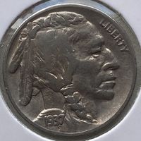 США 5 центов 1937 г. S. Бизон. В холдере