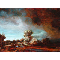 А. Серпин. Пейзаж с каменным мостом. 2020. х,м. 30х40