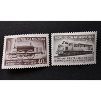 АРГЕНТИНА\126с\ 1957  Локомотив железная дорога. авиапочта.  MNH  кц5ми