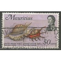 Маврикий. Королева Елизавета II. Брюхоногий молюск Лямбис. 1959г. Mi#342.